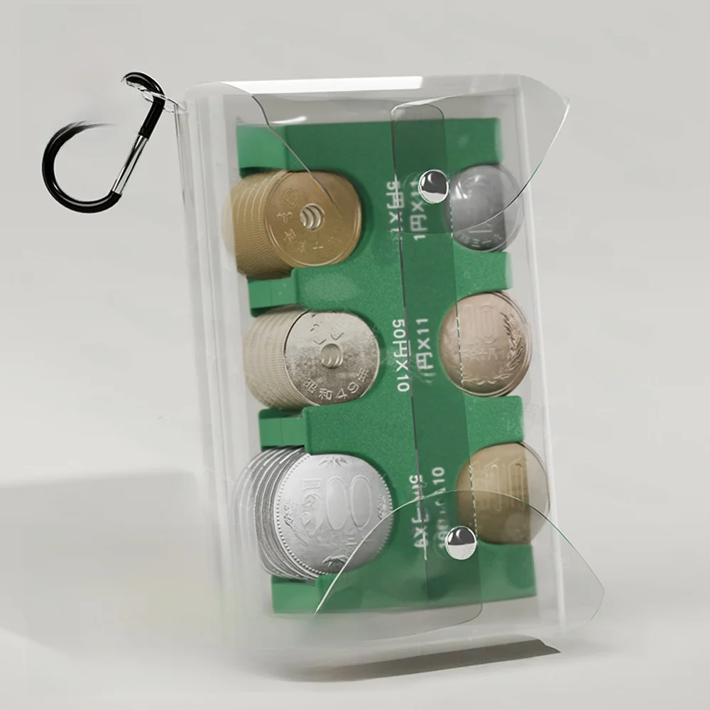 Organizador de Moedas para Viagem, Caixa de Armazenamento de Moeda Japonesa, Formato Quadrado, Material ABS, Carteira Funcion...