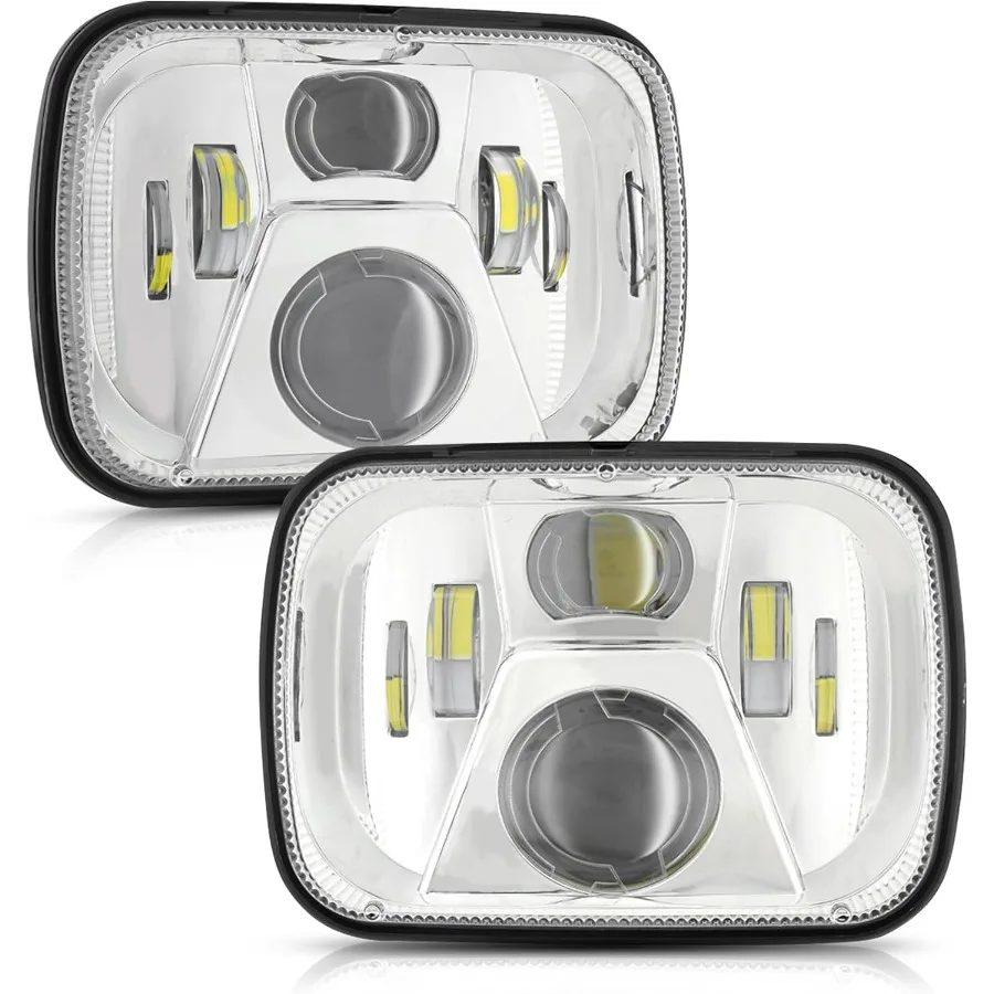 Reflektory 8000LM 300% Jasniejsze, Reflektory LED 5x7, Reflektory LED 7x6 z światłami drogowymi i mijania, Kompatybilne z Jeep Cherokee XJ Wrangler YJ Ford Chev