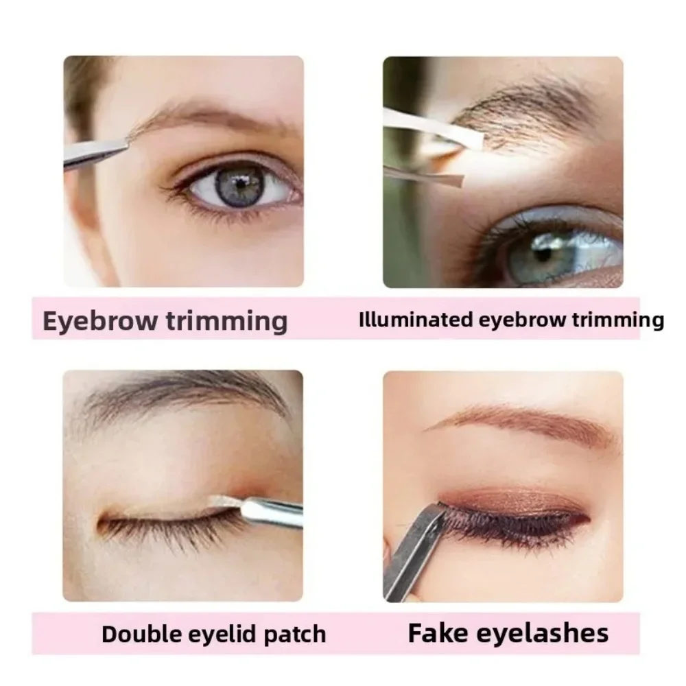 1Pcs LED Lighted Eyebrow Trimming Clip Stainless Steel Eyebrow Tweezer Eyebrow Brow Shaping Makeup Tool Hair Remove Clip Tweezer