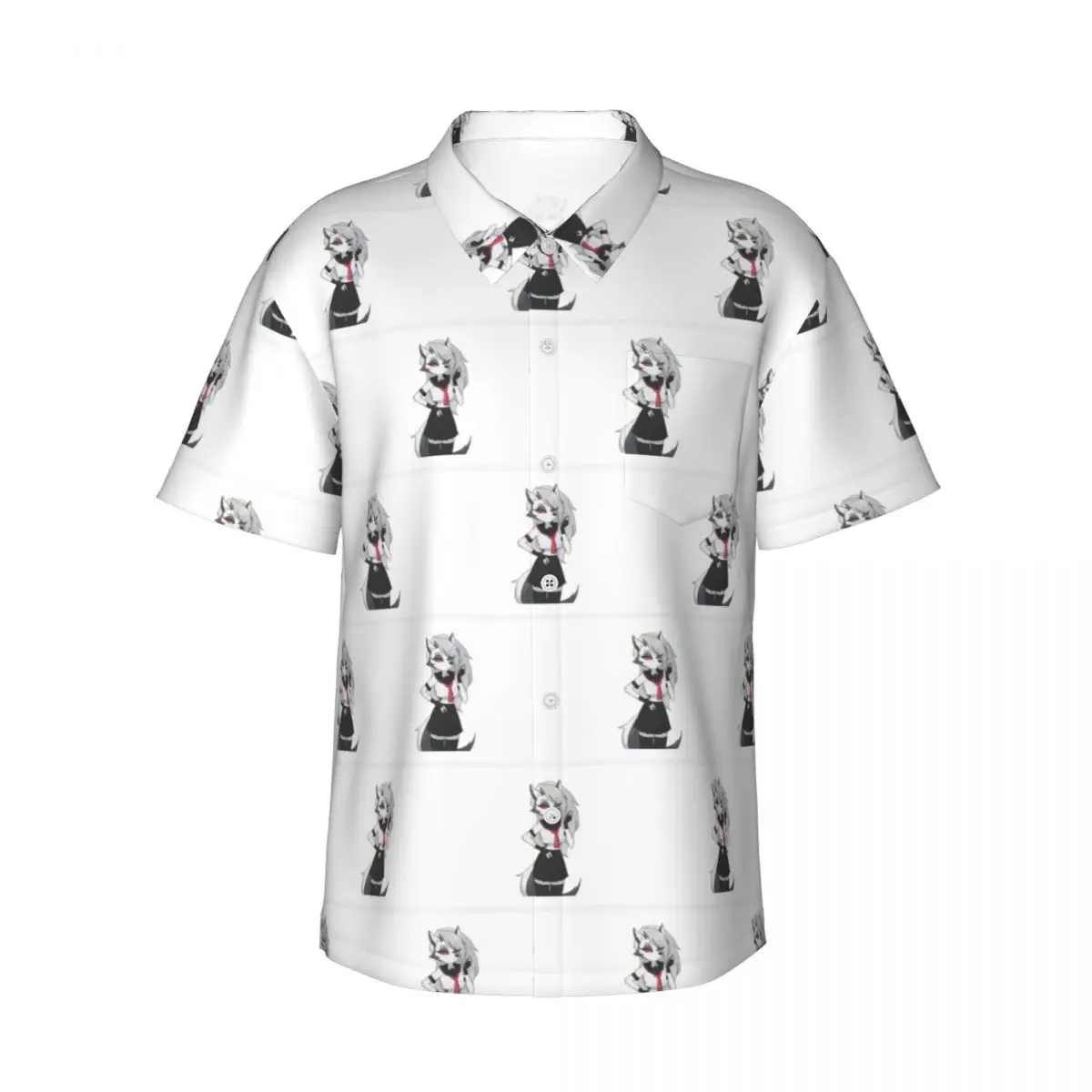 

Loona Helluva Boss Loona мужские рубашки Гавайская рубашка с коротким рукавом забавные топы на пуговицах для летнего пляжа