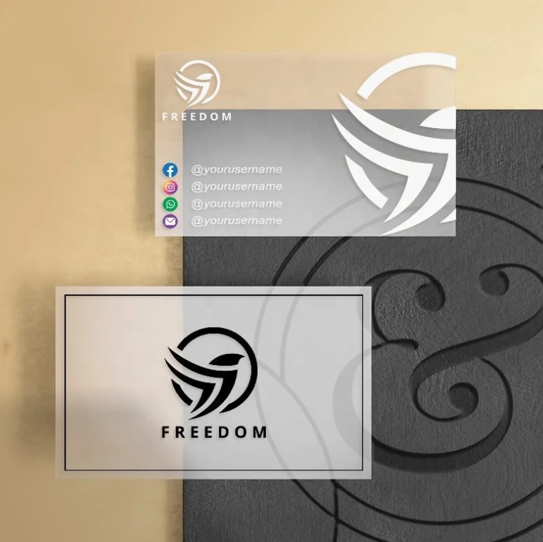 50/100/200pcs 0.38mm Customized personalized plastic transparent PVC business card frosted waterproof touch business card