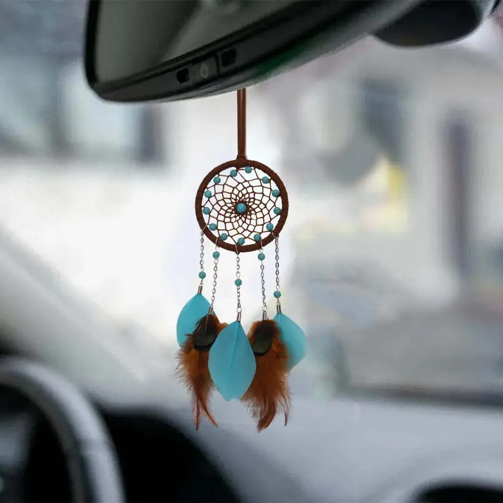 Dream Catcher Car Accessory Handcrafted Dream Catcher Car Ornament with Faux Feather Charm Beads Sweet Auto for A for Car