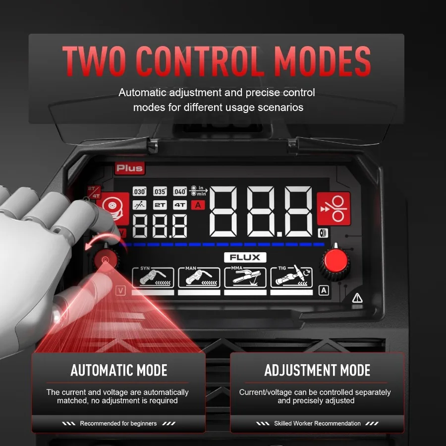 135A MIG Welder 110V/220V with Large LED Display for Industrial and DIY Applications 3-in-1 Multiprocess Welding Machine