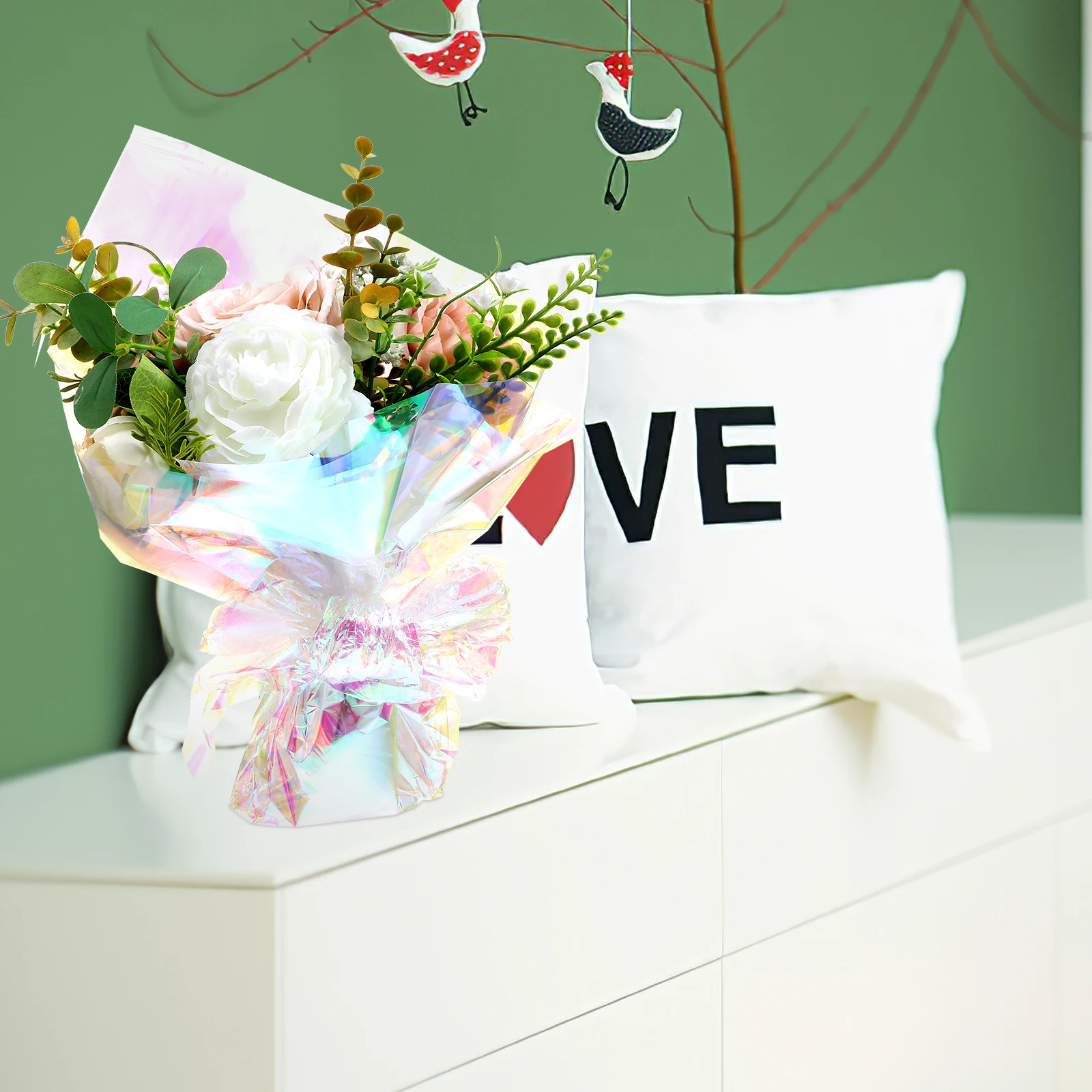 

40 Sheets Cellophane Wrapping Papers Iridescent Films for Bouquet Gift Craft Decorations Laser Packaging Flowers