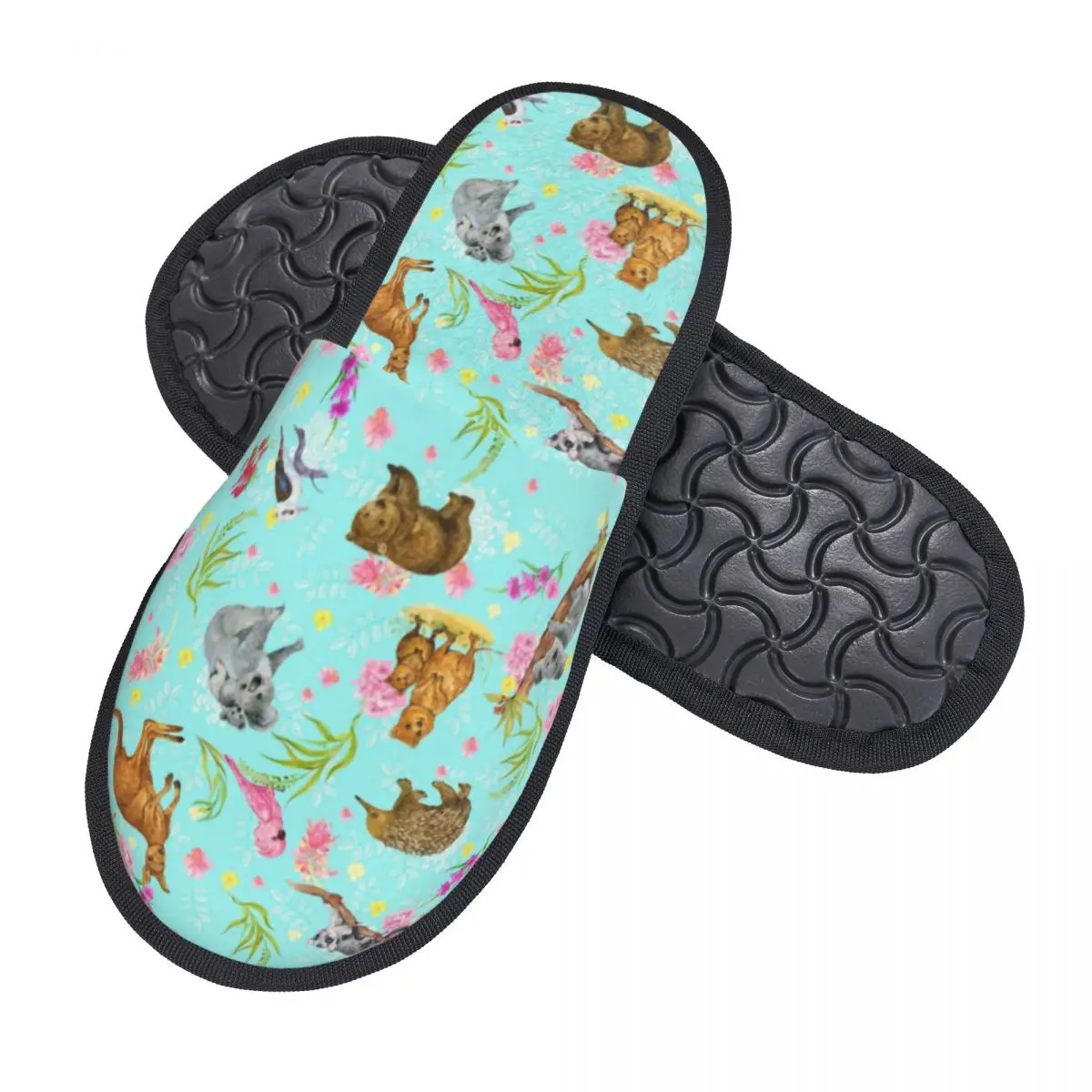 Custom Australian Koala Flora House Slippers Women Comfy Memory Foam Kangaroo Slip On Spa Slipper Shoes