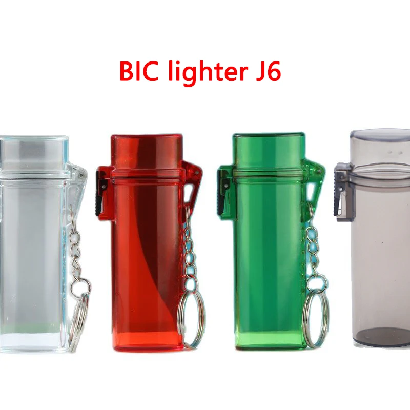 4 Color Transparent Plastic Lighter Case For BIC J6 Waterproof Protective Outdoor Camping