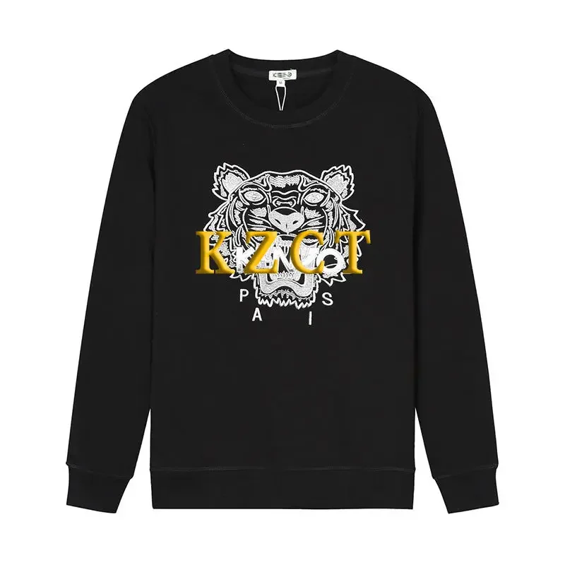 2024 New High-end Fashion Trendy Brand Tiger Head Printing Long-sleeved Round Neck Pure Cotton Loose Sweater for Men and Women