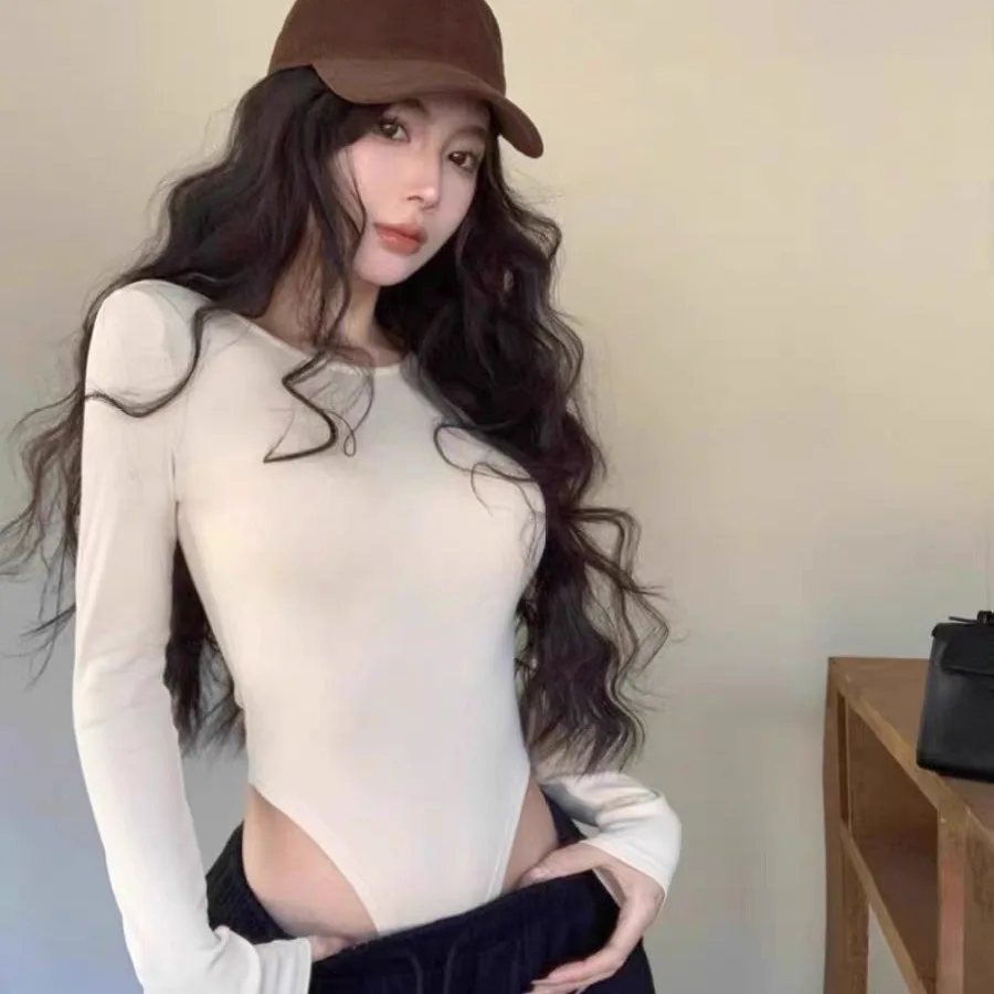 퓨어 디자이어 섹시 라운드 넥 롱 슬리브 원피스 여성용 슬리밍 탈부착 가능한 가슴 패드 다용도 탑 코튼 블렌드 비즈니스 캐주얼