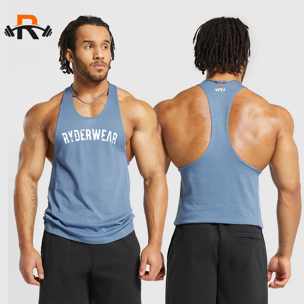 Summer Men\'s Bodybuilding Tank Top Quick Dry Bottom Shirt Sweatshirt Sports One-piece Tank Top Gym Fitness Sleeveless Shirt