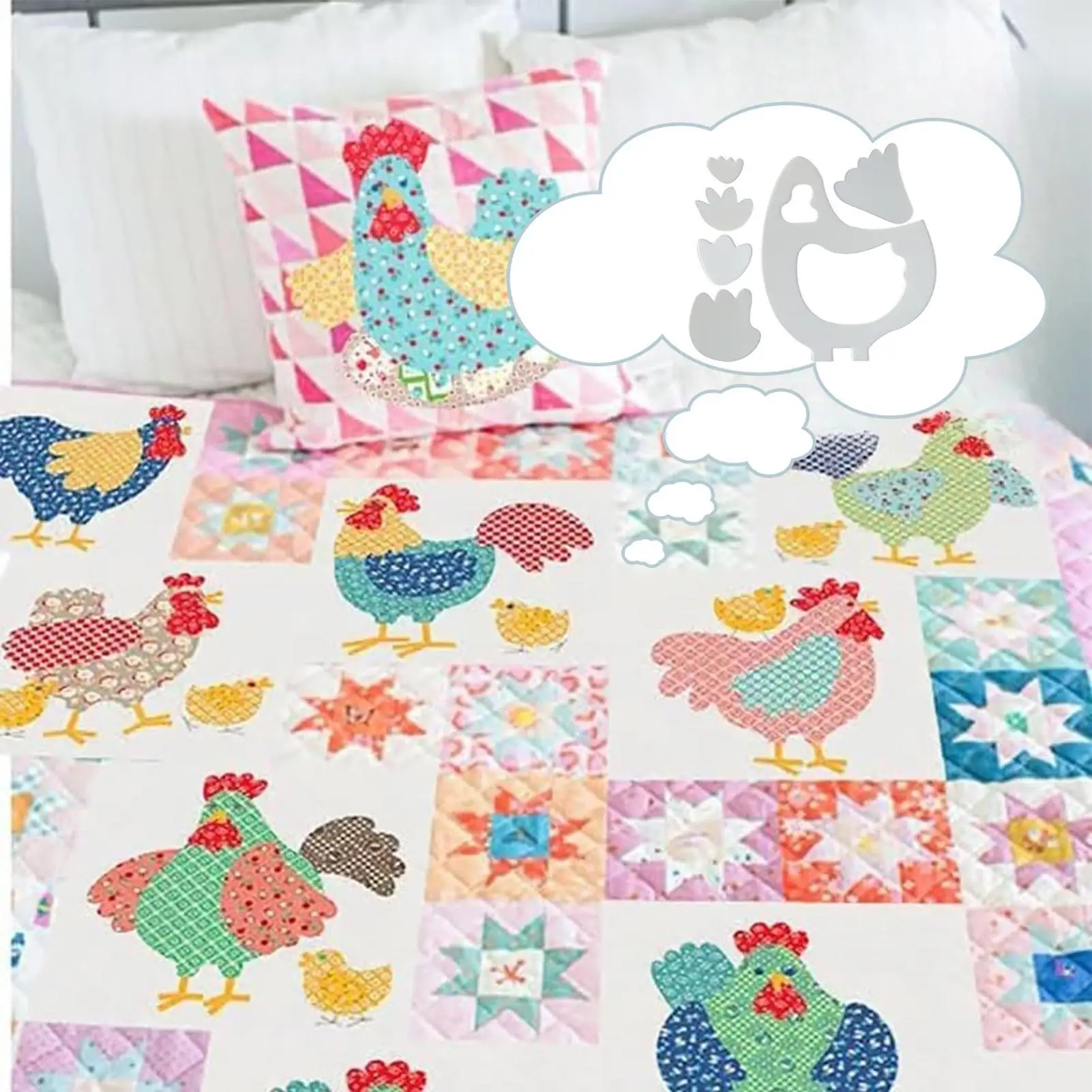 Sewing Templates Chicken Quilt Templates Supplies Tools Pattern For Beginner Women Cushions Place Mats Family Activities Parties view 3