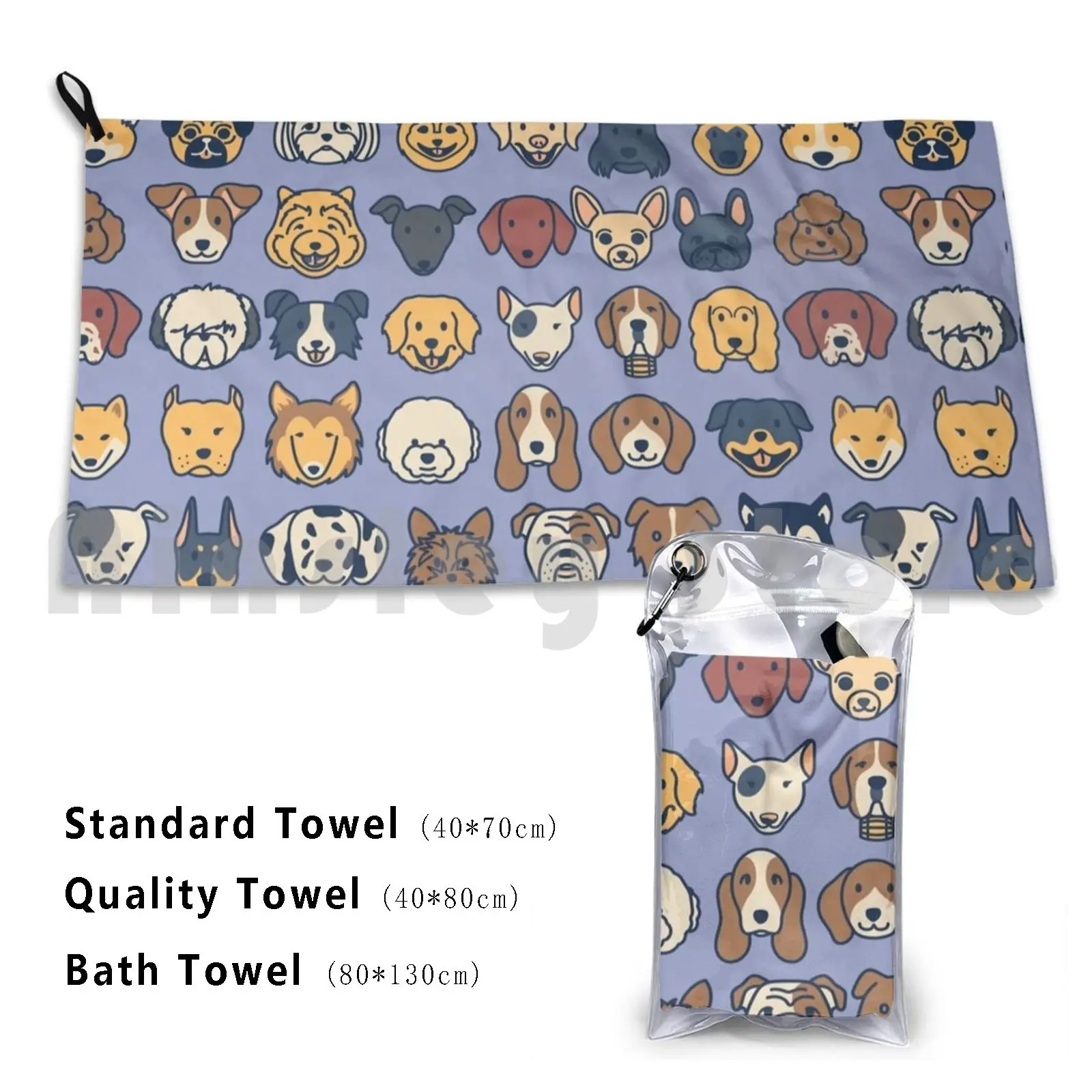 Doggos-Blue Custom Towel Bath Towel Dogs Pets Animals Dalmatian German Shepherd Australian Shepherd Yorkie