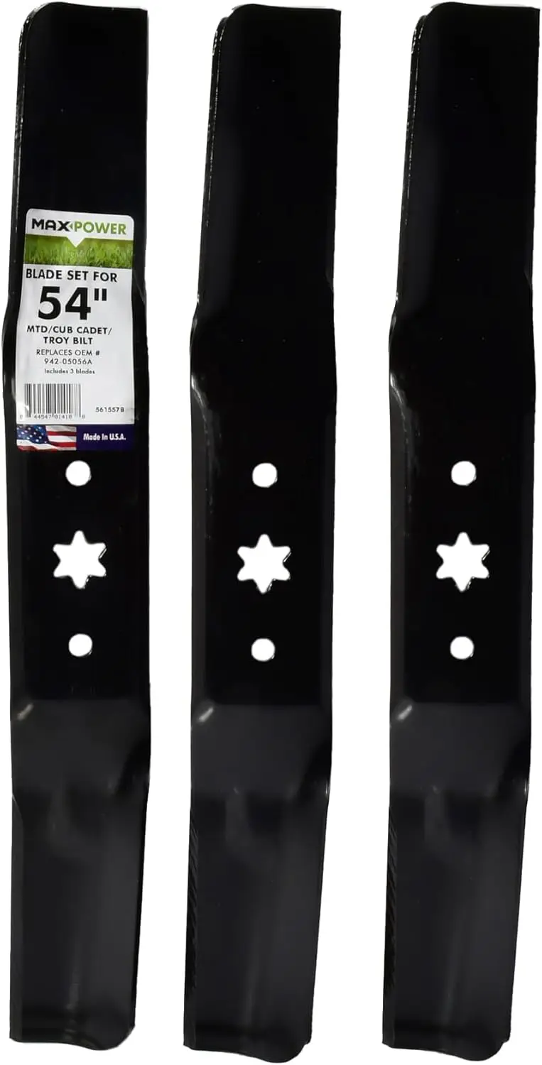 

3 Blade Set for Many, Craftsman Mowers for 54" Cut MTD/Cub Cadet/Troy-Bilt Replaces 742-05056, 942-05056