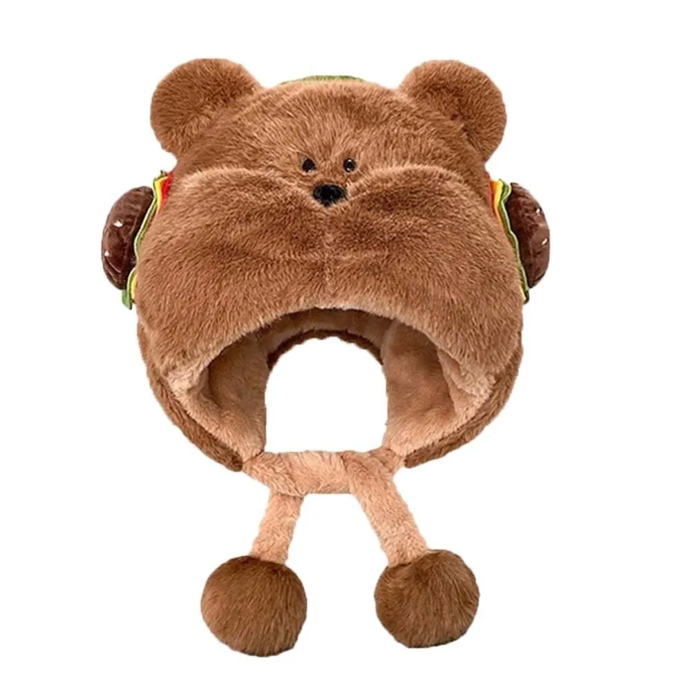 

Skiing Cartoon Hamburger Winter Plush Hat Anti-cold Windproof Bear Lei Feng Hat Penguin Warmer Ear Protection Cap Outdoor