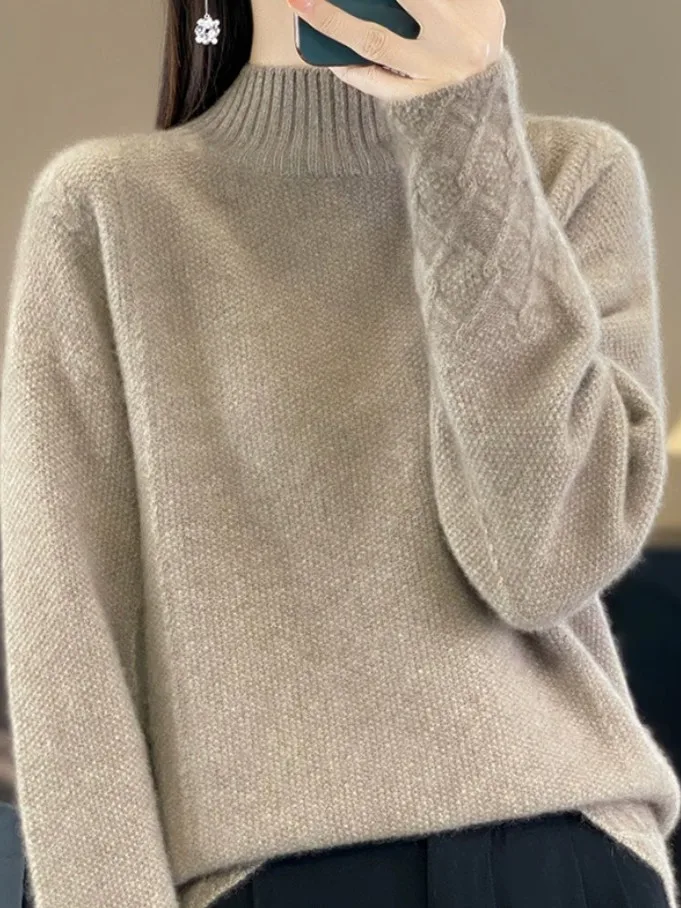 

Thiened f-высокий воротник, шерстяная трикотажная основа, Южное масло, большой бренд, роскошный ретро-узор, вышивка, женская мода