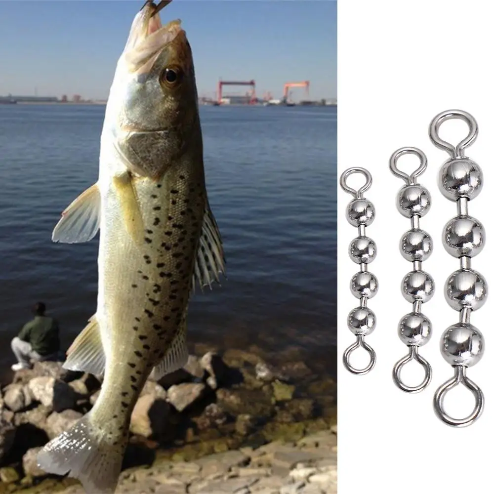 5pcs Bead Fishing Bead Chain Swivel Stainless Steel Not Easily Detached Fishing Rolling Bead Chain Connector Eight-figure Ring