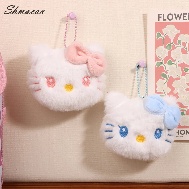 Grande bowknot olá kitty pingente de pelúcia kawaii sanrio gato boneca de pelúcia chaveiro carro mochila saco decoração presente