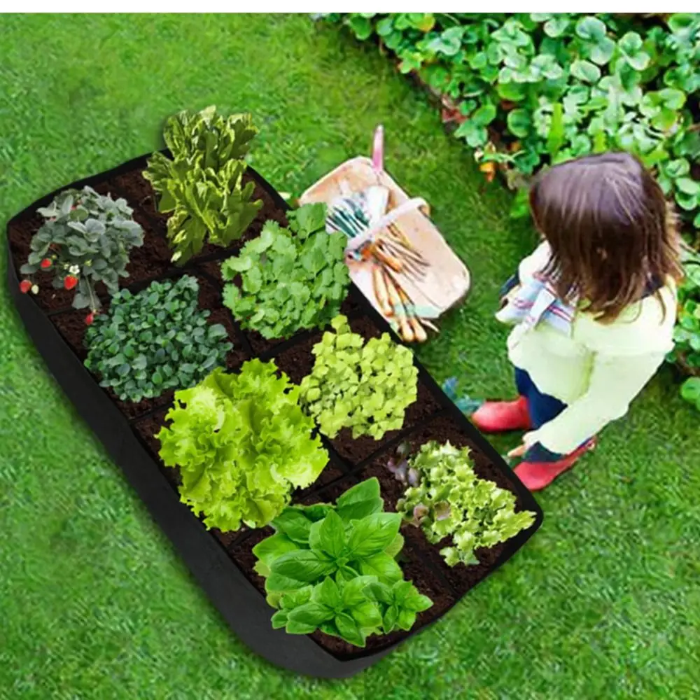 Felt Garden Planting Bag High Quality Garden Tools Rectangle Planting Nursery Pot Multi-gird Flower Plant Pot Outdoor