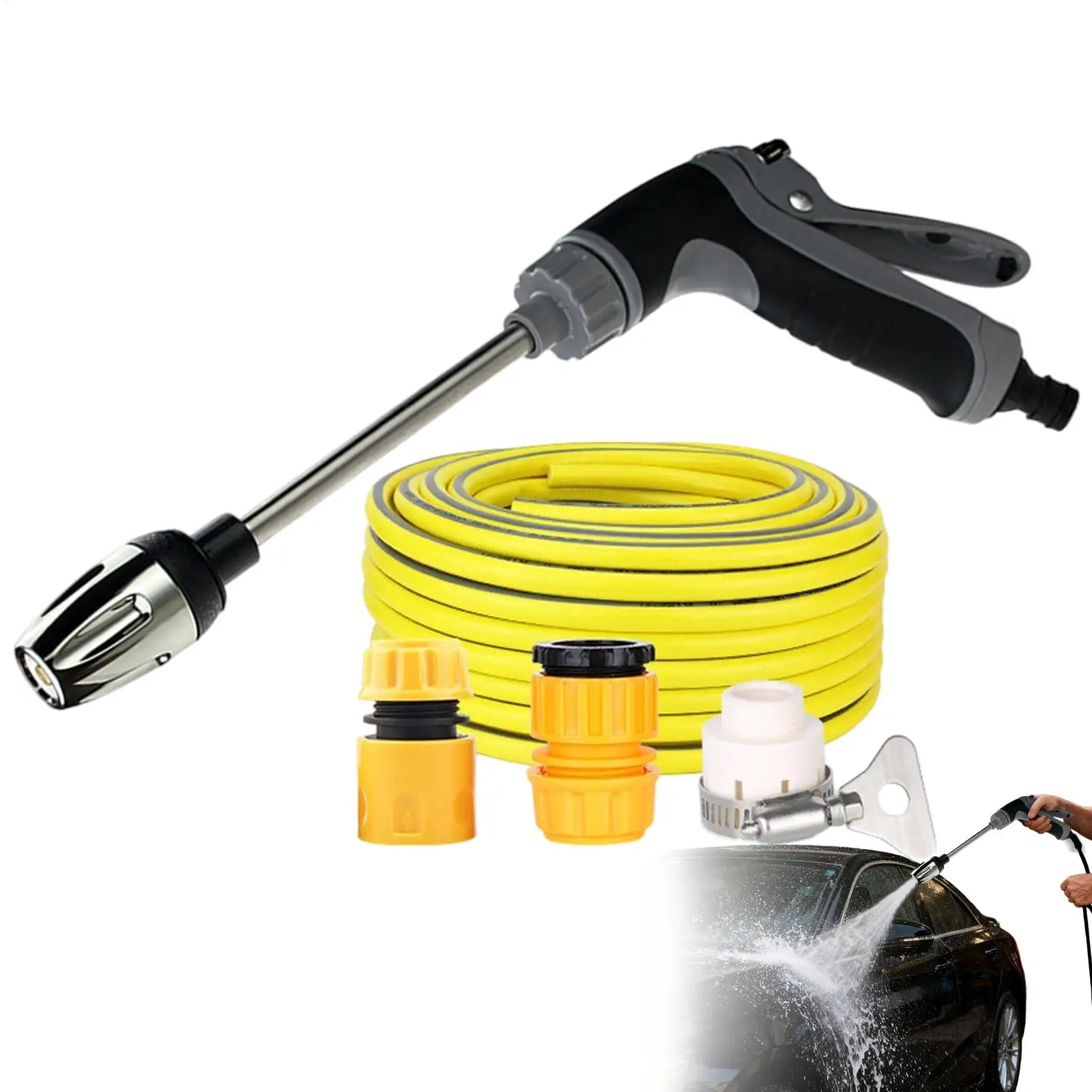 High Pressure Car Wash Water Spray Gun Garden Water Pipe Nozzle Expandable Watering Tool Powerful Cleaning For Car Garden Yard