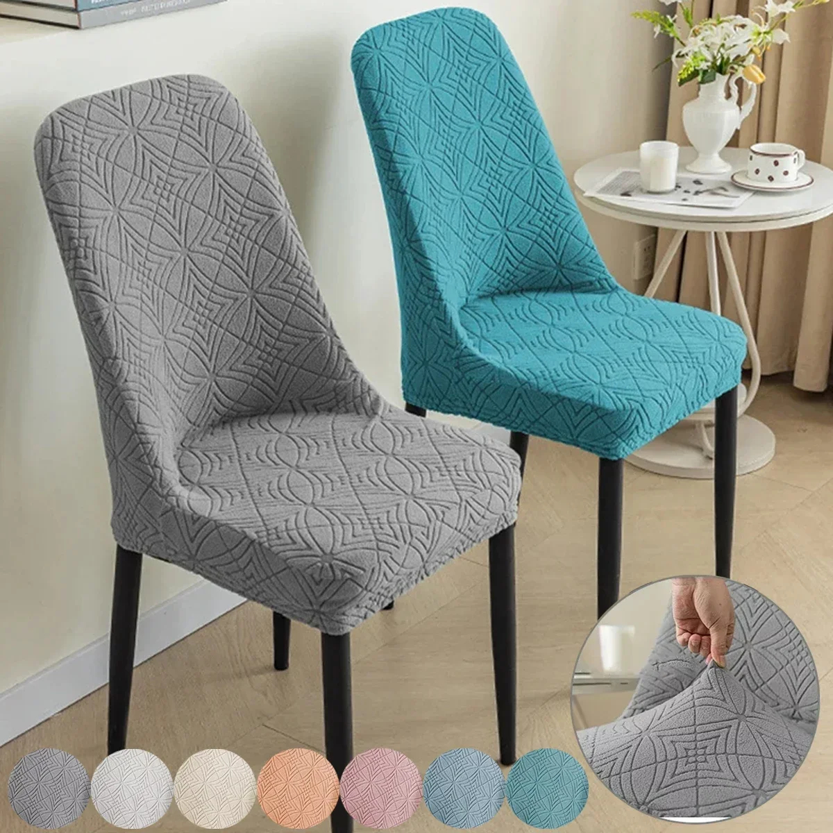 Jacquard Chair Cover for Dining Room Wedding Banquet Stretchy Water Repellent Chair Protector Chair Slipcover fundas para sillas