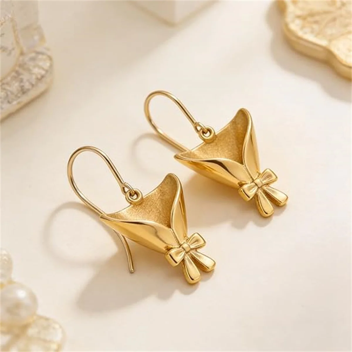 Kreatives Schleifenknoten-Blumenstrauß-Halter-Set in Form eines Anhängers, Halskette und Ohrringe für Damen und Herren, süßes, elegantes DIY-Blumenclip-Schmuckset. – Detail 27