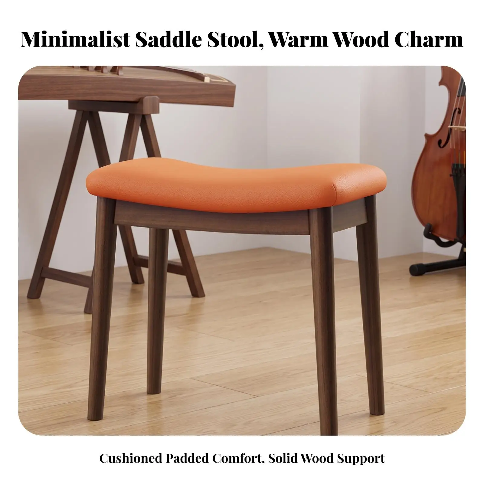 Thin Profile Dressing Seat with Cat Scratch Leather for Compact Vanity Area