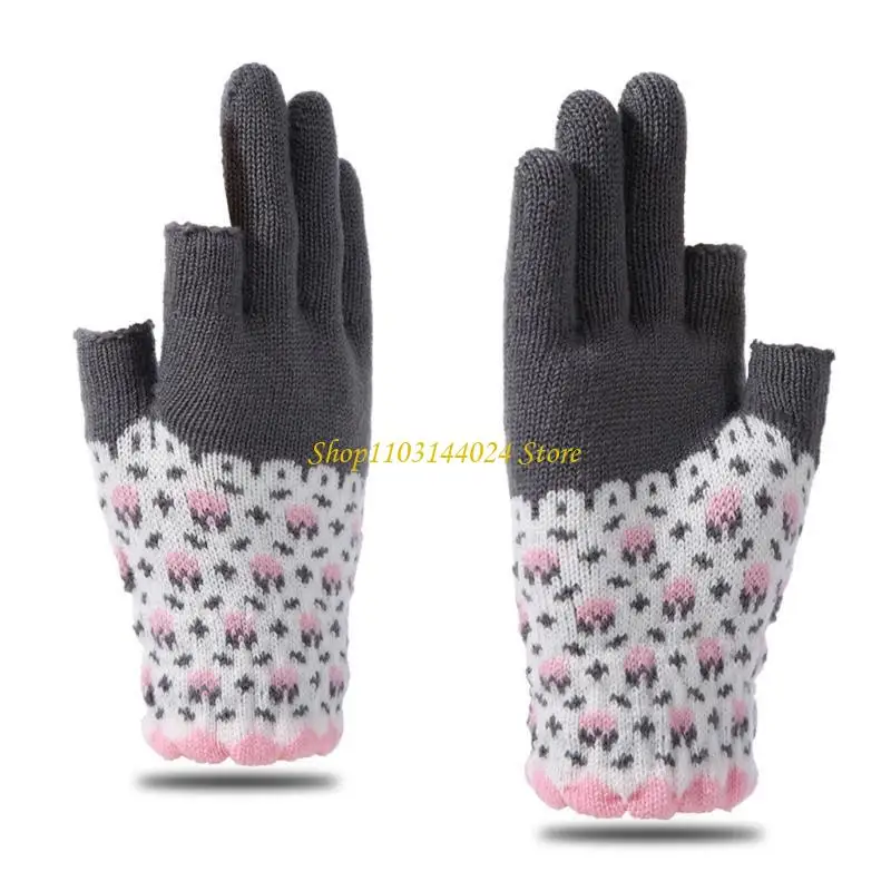 N5KE Winter Knitted Gloves Warm Kids Two-finger Exposed Gloves Thicken Outdoor Gloves