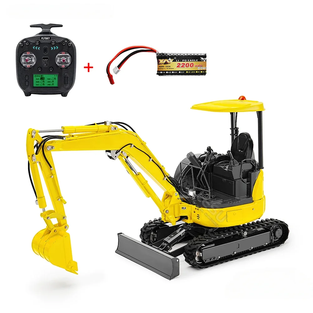 LESU PC30 Mini Excavator 1/14 Hydraulic RC Excavator Metal Model with 6-way Valve Lighting System Remote Control Car Boy Toy