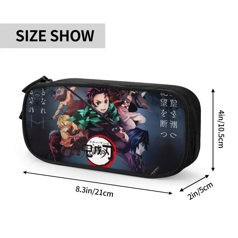 Cute Demon Slayer Kimetsu No Yaiba Pencil Cases for Girls Boys Large Capacity Anime Manga Pencil Bag School Accessories