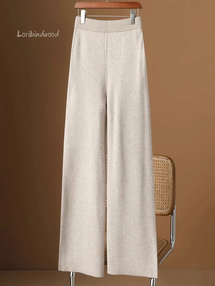 High Waist Knitted Wool Wide Leg Trousers Woolen Trousers Women's Autumn and Winter Casual Loose Straight Leg Drop Mop Pants