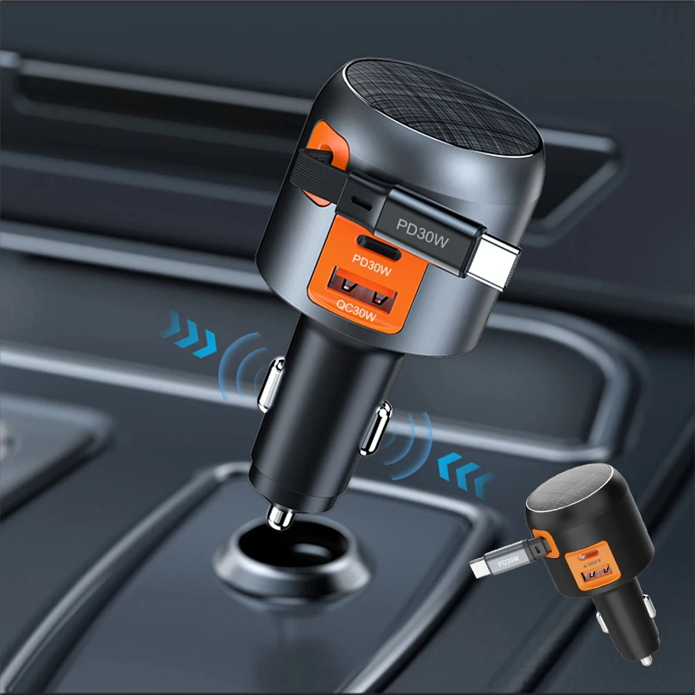 

IBD IBD358 1U2C 60 Вт PD30w QC30W Автомобильное зарядное устройство USB 3-в-1 Выдвижной кабель Многопортовое зарядное устройство USB типа C для мобильных устройств