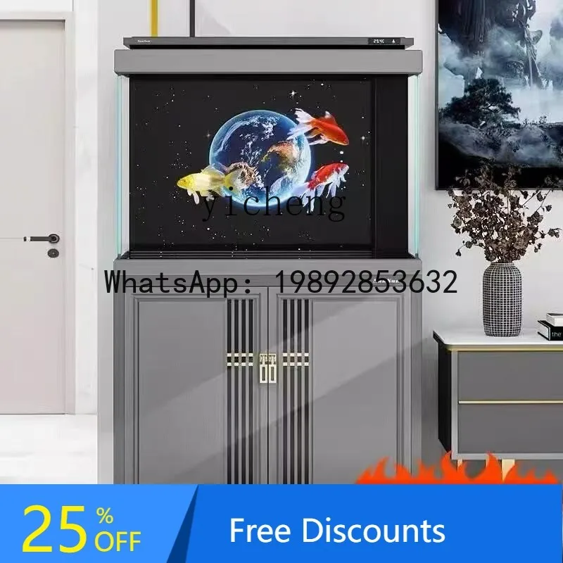 

FZ large and medium-sized ecological ultra-white glass goldfish tank living room floor aquarium bottom filter fish tank