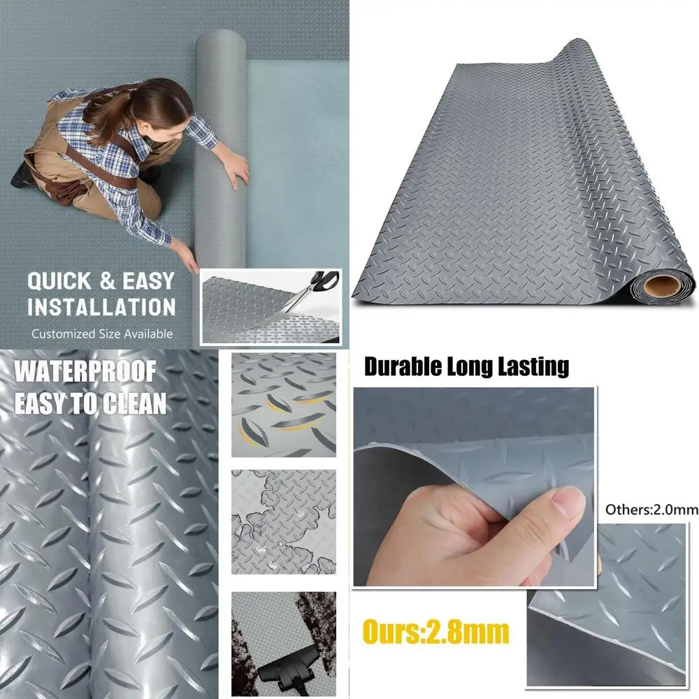 

Толстый коврик для пола гаража из ПВХ, сверхпрочный водонепроницаемый противоскользящий защитный коврик для автомобилей, прицепов, внедорожников, подвалов, спортзалов (серый) (3 фута x 26 футов)
