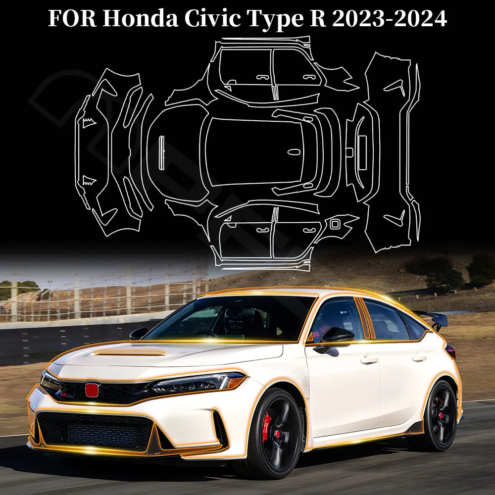 

For Honda Civic Type R 2023 2024 TPU Protective Film Body Sticker Scratch Protective Sticker Transparent PPF Accessories