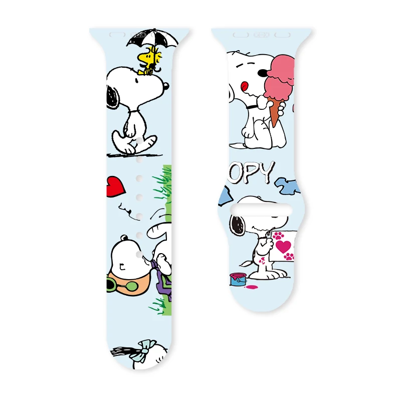 MINISO Snoopy Printed Silicone Strap for Apple Watch 10 9 8 7 Band Replaceable Bracelet for iWatch 49mm 46mm 44mm 40mm Watchband