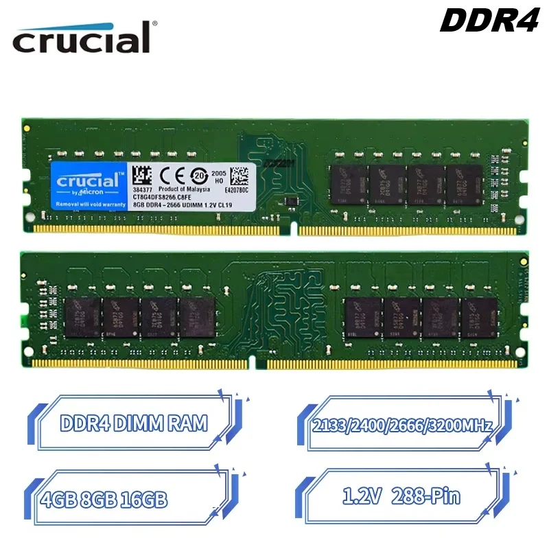 crucial-ddr4-デスクトップメモリ-4gb-8gb-16gb-udimm-ram-2133mhz-2400mhz-2666mhz-3200mhz-ゲーミングメモリ-pc4-288ピン-12v-デュアルram