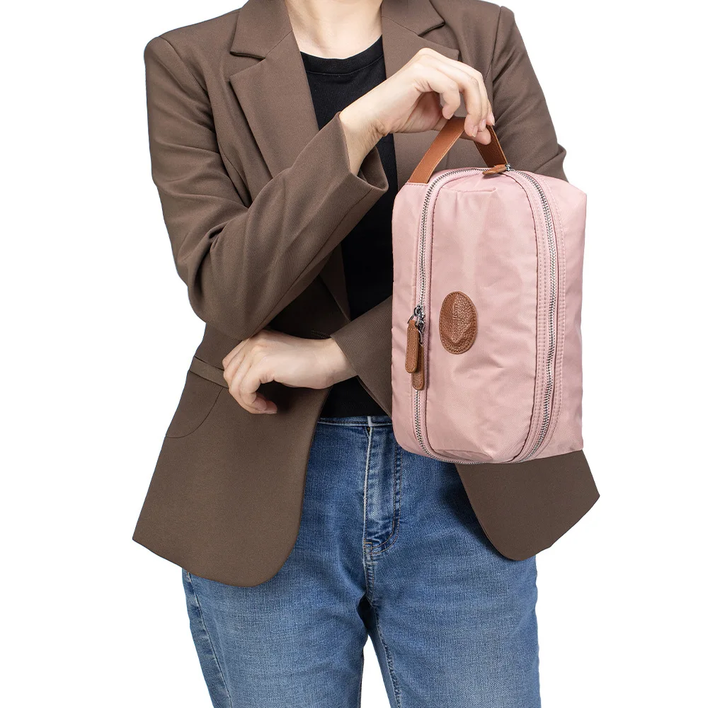 Portable Hand‑carry Makeup Bag Multi‑Layer Compartments Waterproof Nylon Travel Toiletry Bag Cosmetics Storage Pouch