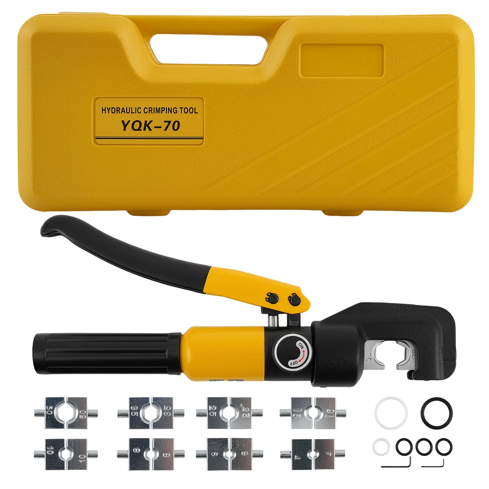 Wire Terminal Crimping Tool Kit 4-70mm² with 9 Hexagon Dies and Storage Case