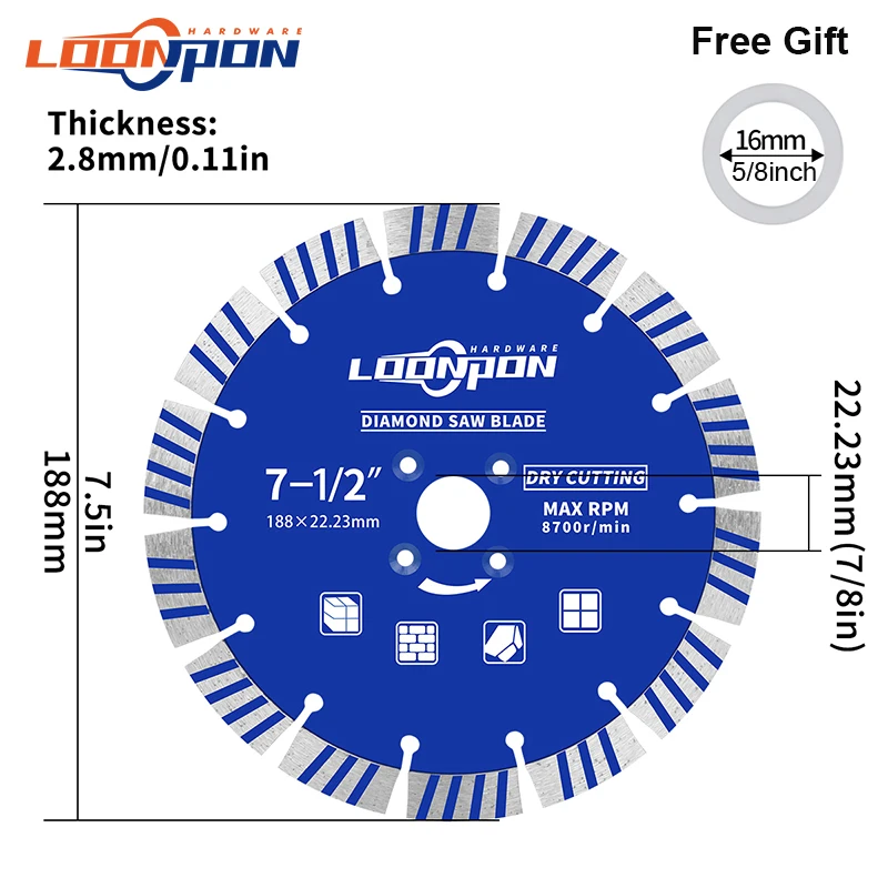 Disco da taglio a umido a secco con lama diamantata da 230mm 7-1/2x7/8 pollici e 9x7/8 pollici per marmo cemento gres porcellanato granito pietra di quarzo