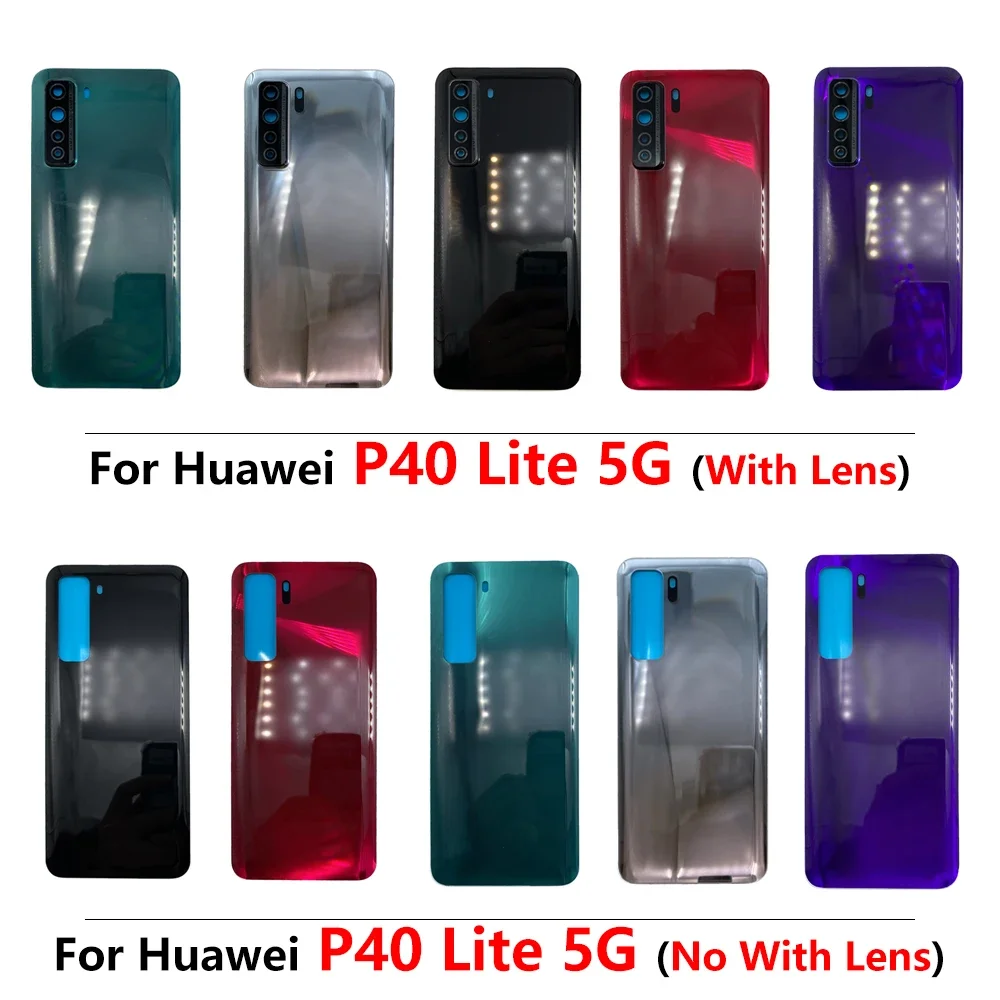 NEW P40 Lite 5G Back Glass Cover Battery Rear Housing Door Case Replacement With Camera Lens Adhesive For huawei P40 Lite 5G