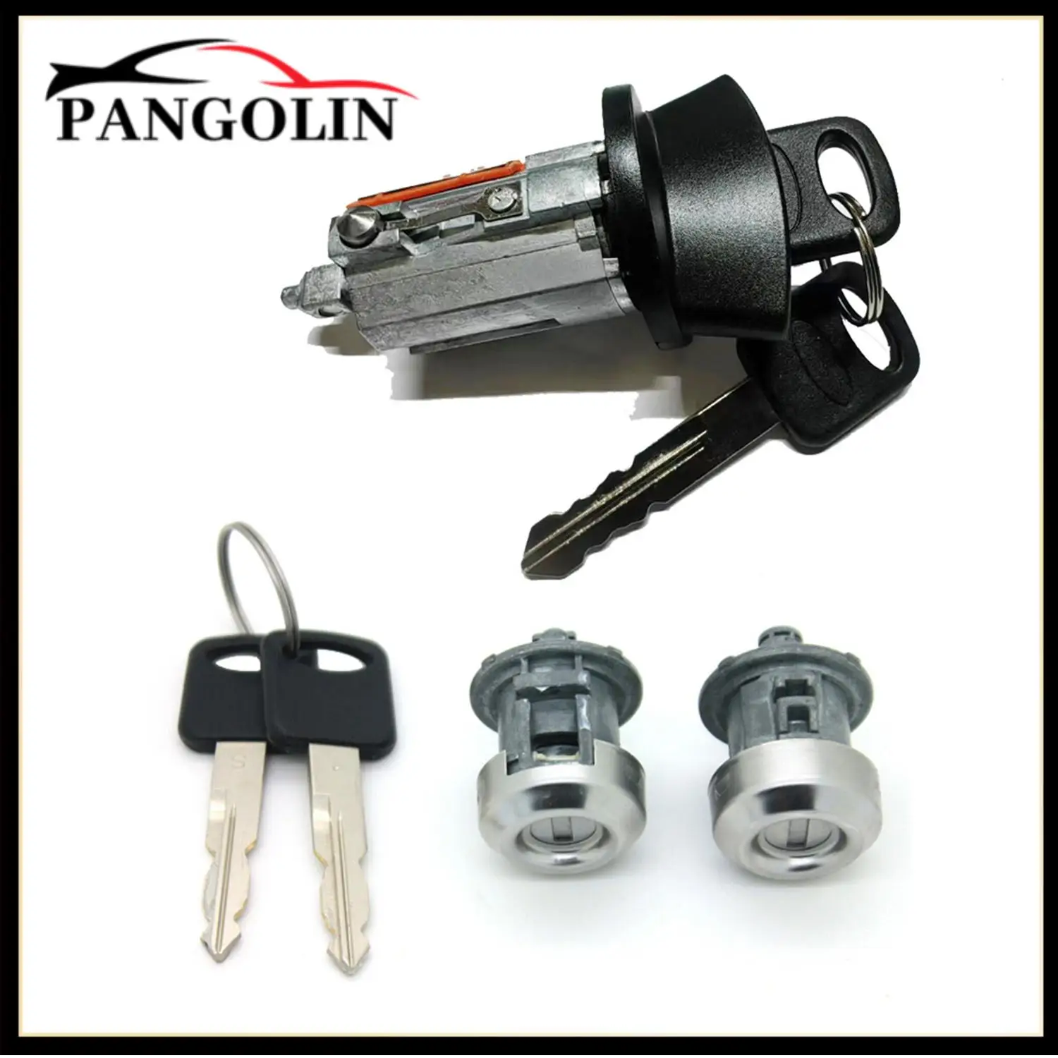 

3 шт. Ford, цилиндр замка зажигания, цилиндр дверного замка с 2 ключами с логотипом, внешние детали, замки, фурнитура, автомобильные аксессуары