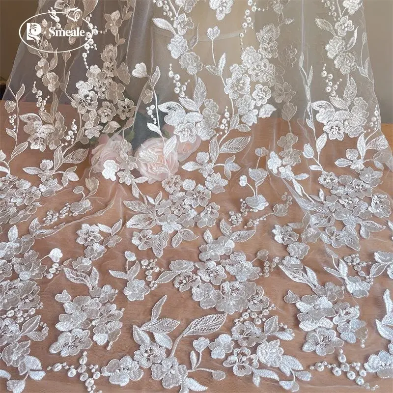 High-Density Embroidered Lace Fabric, Rayon Plant Flower, Wedding Dress DIY Accessories, Bridal Fabric, RS4080