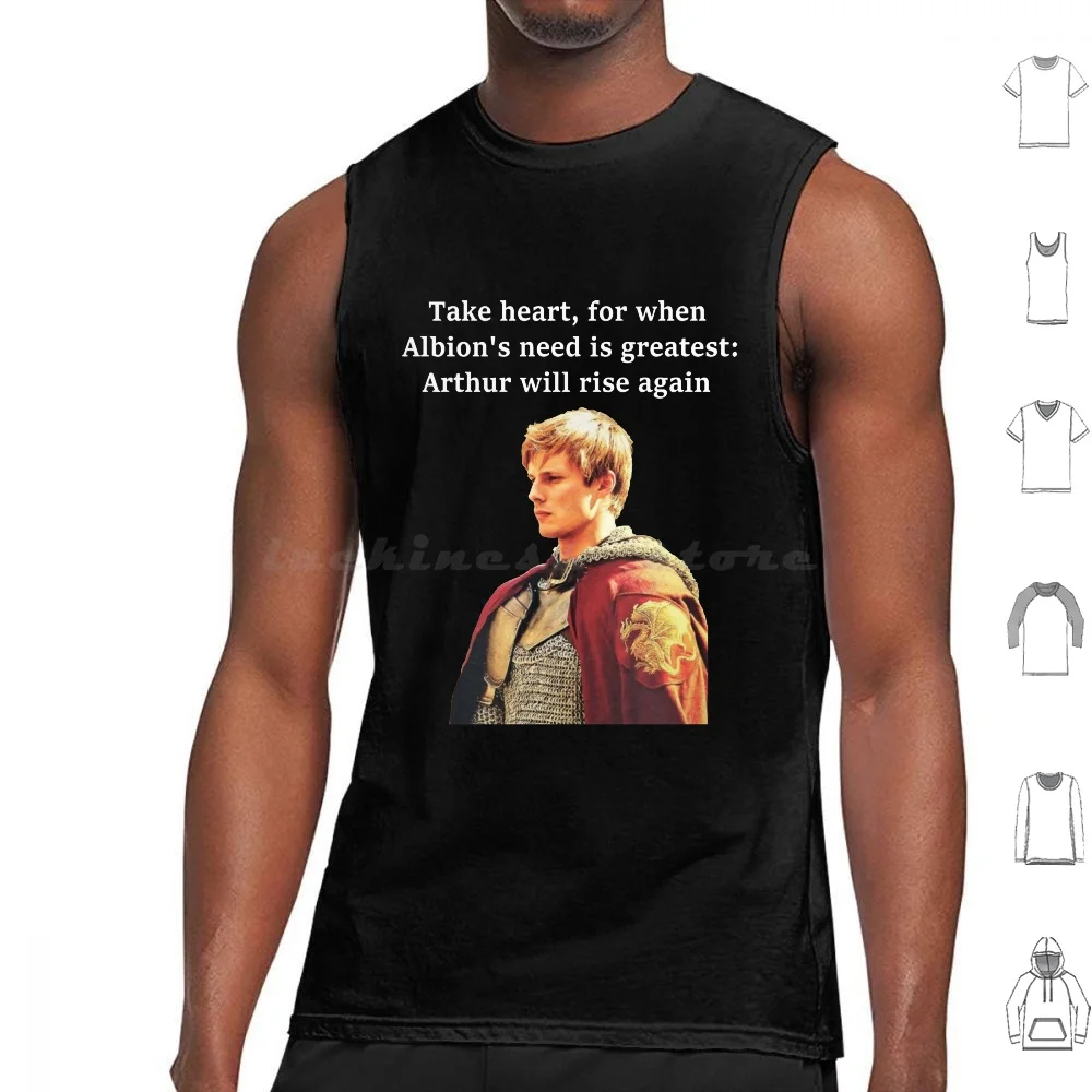 Albion Tank Tops Print Cotton Merlin Arthur Tv Legend Knight Colin Morgan Bradley James Eoin Alex Vlahos Santiago