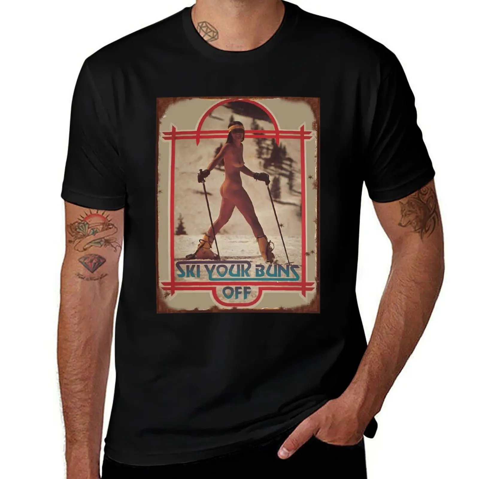 

Vintage female ski - ski your buns off T-Shirt Louboutins aesthetic clothes t shirts for men cotton
