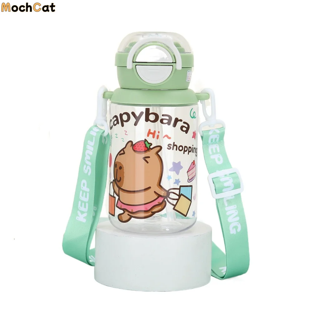 

500ml Capybara Water Bottles Cute Cartoon Transparent Plastic Cup Large Capacity Milk Cup Capybara Drinking Bottle Summer