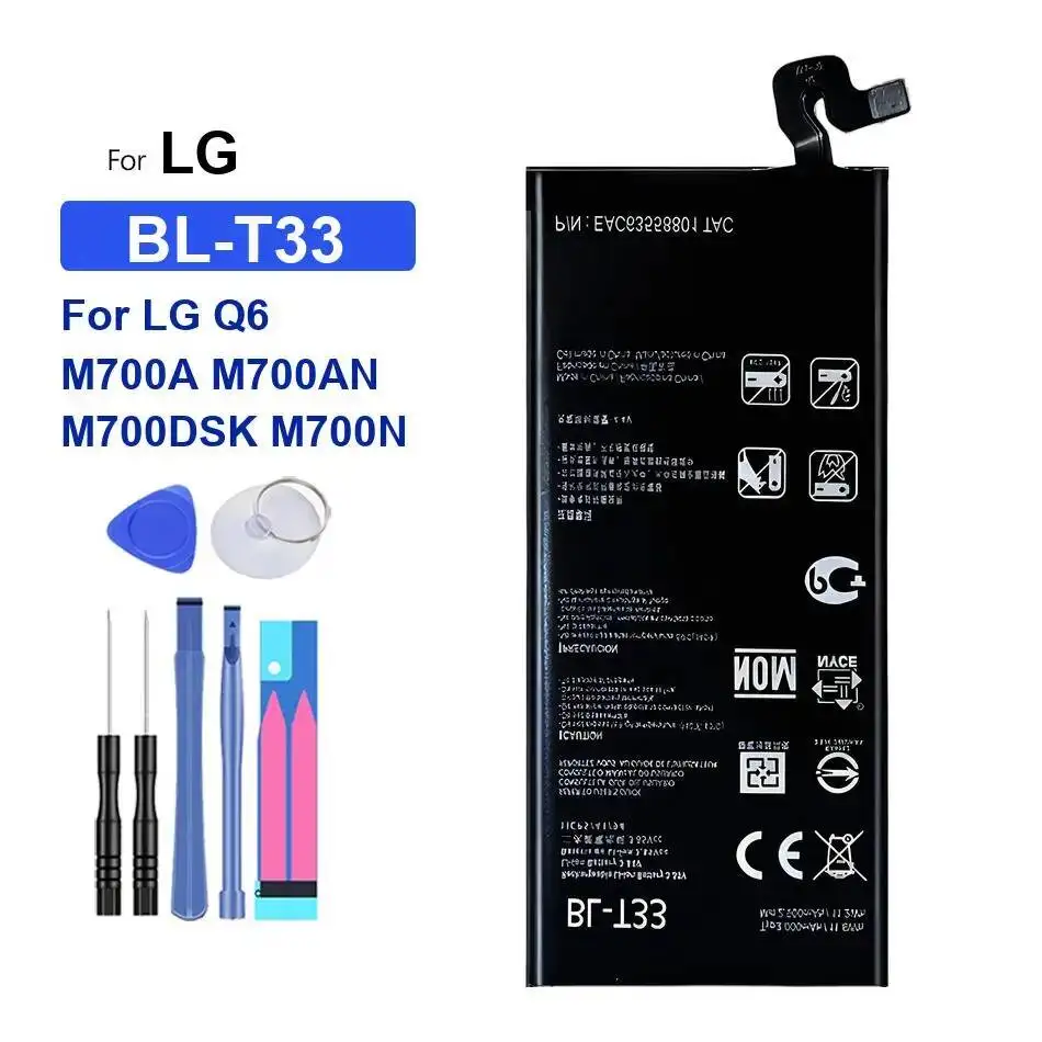 

High Compatibility BL-T33 Mobile Phone Battery For LG Q6 M700A M700AN M700DSK M700N Premium Replacement 3000Mah