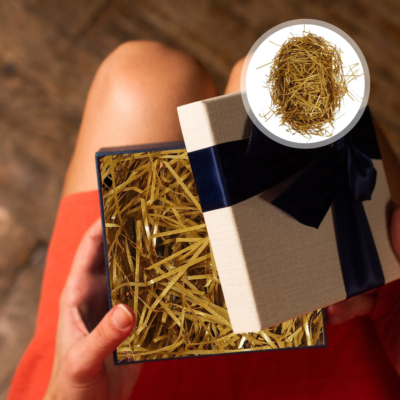 

300 г роскошного золотого глиттерного измельченного бумажного наполнителя (рафия) для корзин, коробок, букетов, свадебных и праздничных украшений