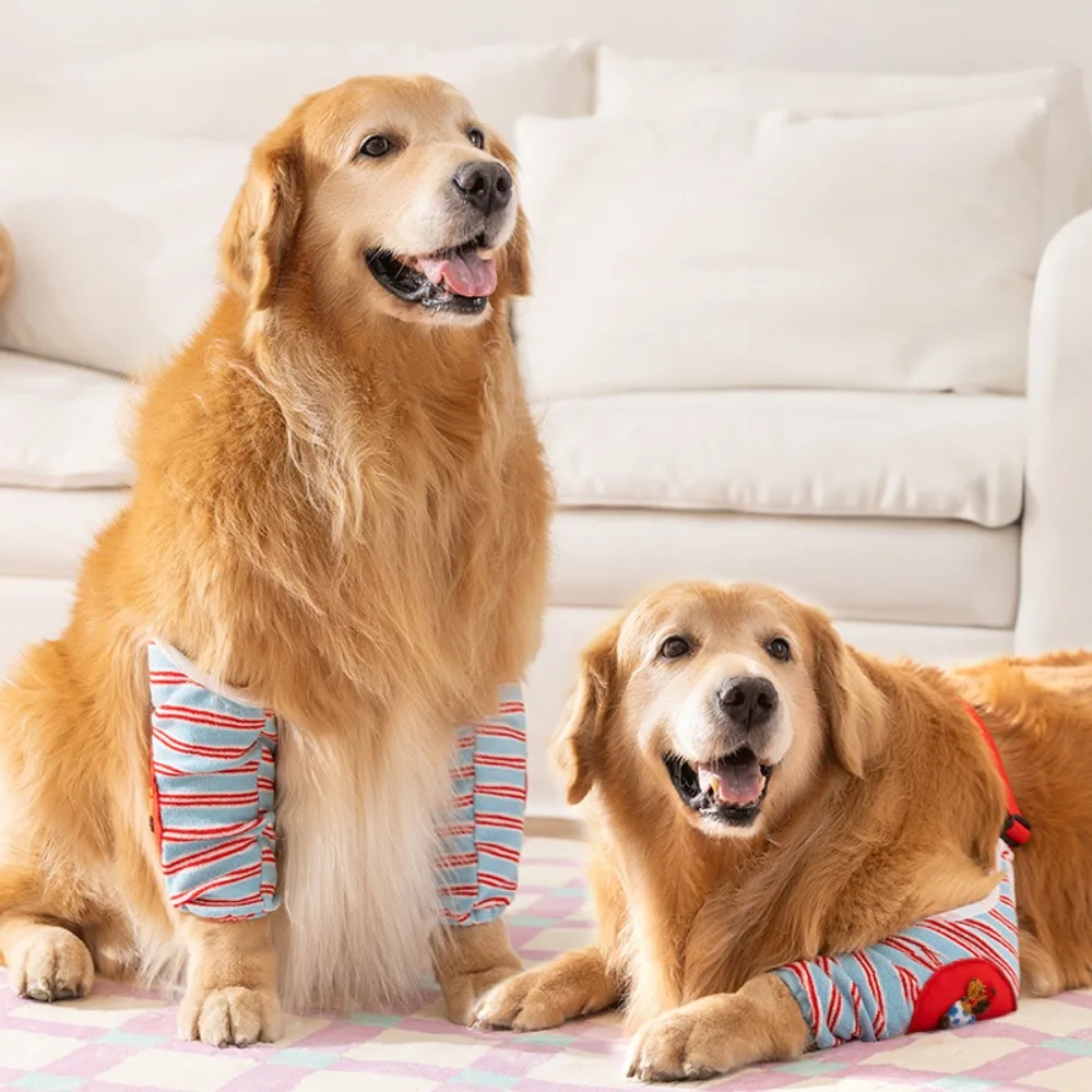 

Striped Design Dog Elbow Warmers Cartoon Pattern Soft Dog Elbow Brace Adjustable Comfortable Puppy Joint Protector Autumn Winter