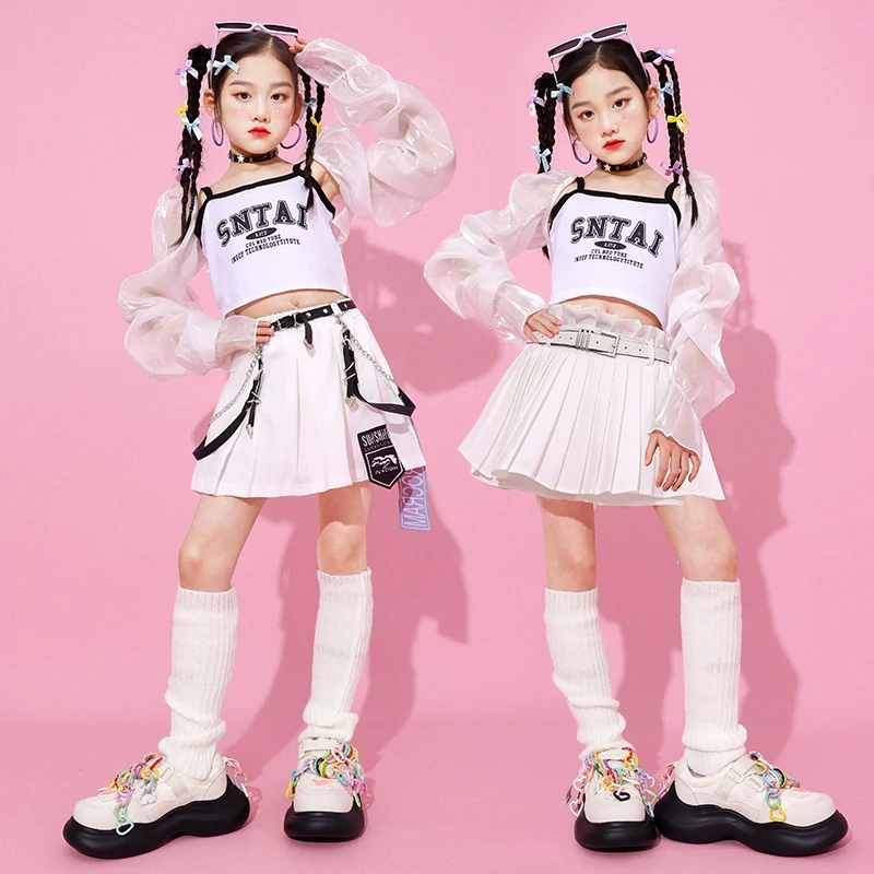 Enfants enfants Hip Hop vêtements pom-pom girl filles groupe Kpop tenue filles fête Jazz danse Costume enfants Performance porter XS9358