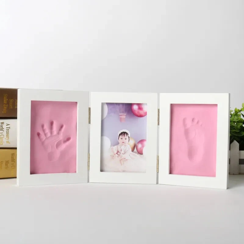 Newborn Baby Handprints and Footprints Photo Frame with Clay Kit Baby Boy Girls Souvenirs Toys Gifts Baby Products Home Decor