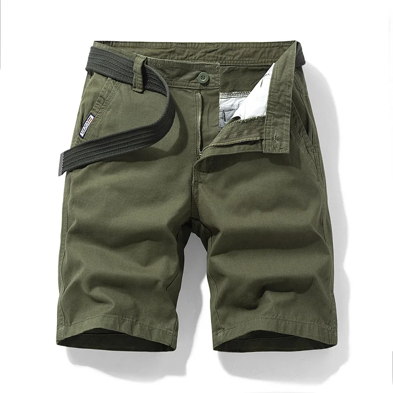 Shorts retrô de algodão masculino casual na altura do joelho, novo, para primavera e verão